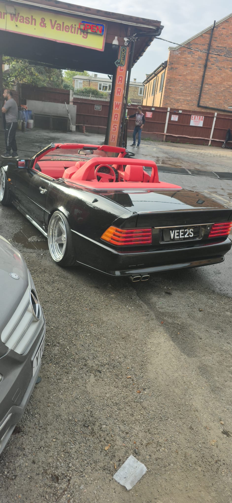 Rear view of the Mercedes convertible