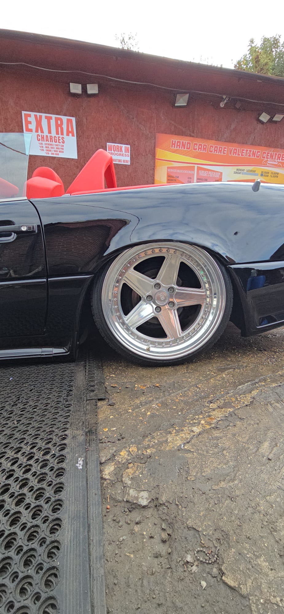 Close view of Mercedes wheel and bodywork